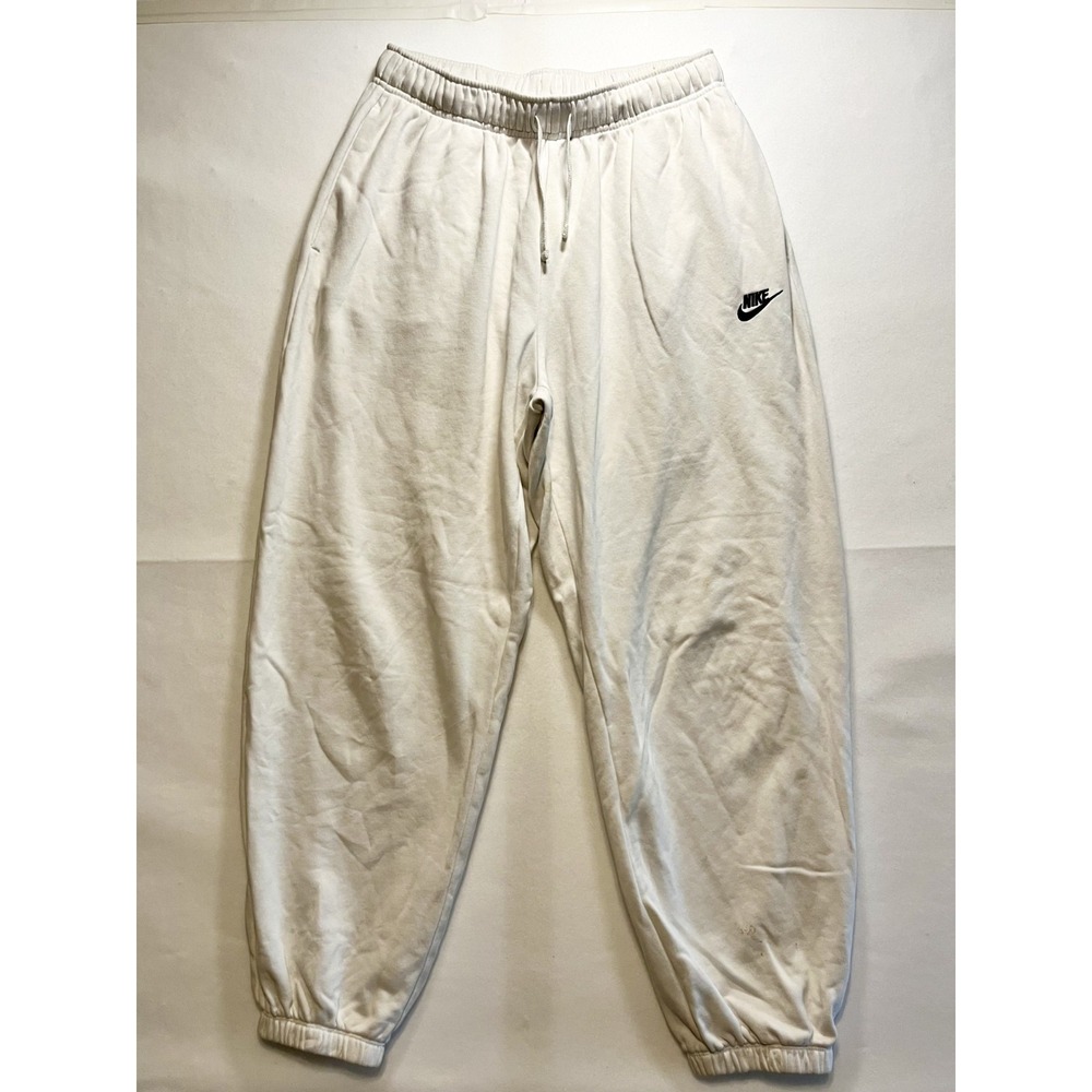 Nike Sweat Pants Drawstring Nike Swoosh Size M White Relaxed Athletic